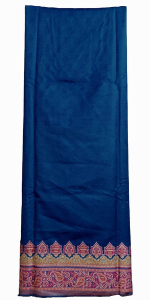 DULL PURPLE-DARK NAVY BLUE (Khadi Silk Style/Look) KASHMIRI KANI WOVEN VISCOSE WOOL UNSTITCHED SALWAR KAMEEZ SHAWL/STOLL SUIT DRESS MATERIAL LADIES DEN